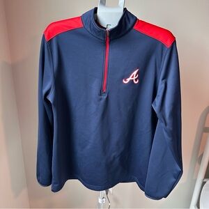 Atlanta Braves MLB Quarter Zip Pullover Men’s Large Navy Performance Fleece